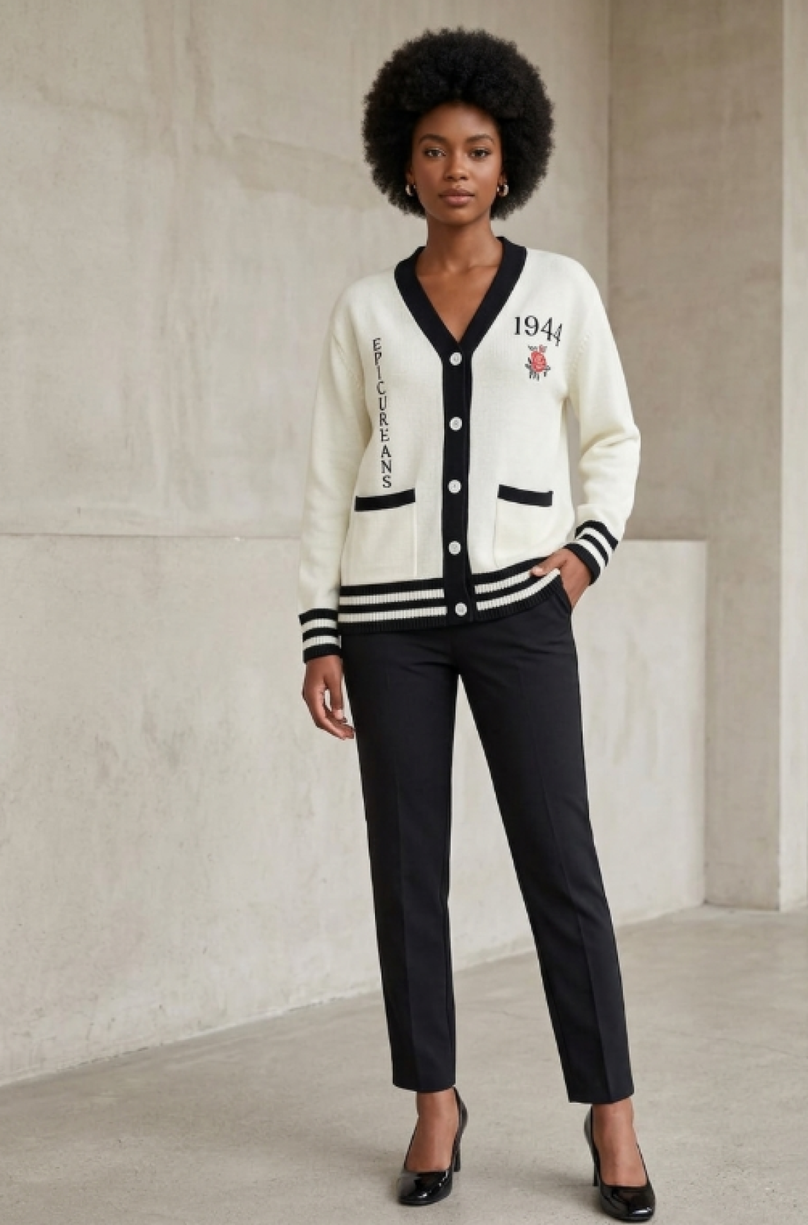 Epicureans Cardigan Model