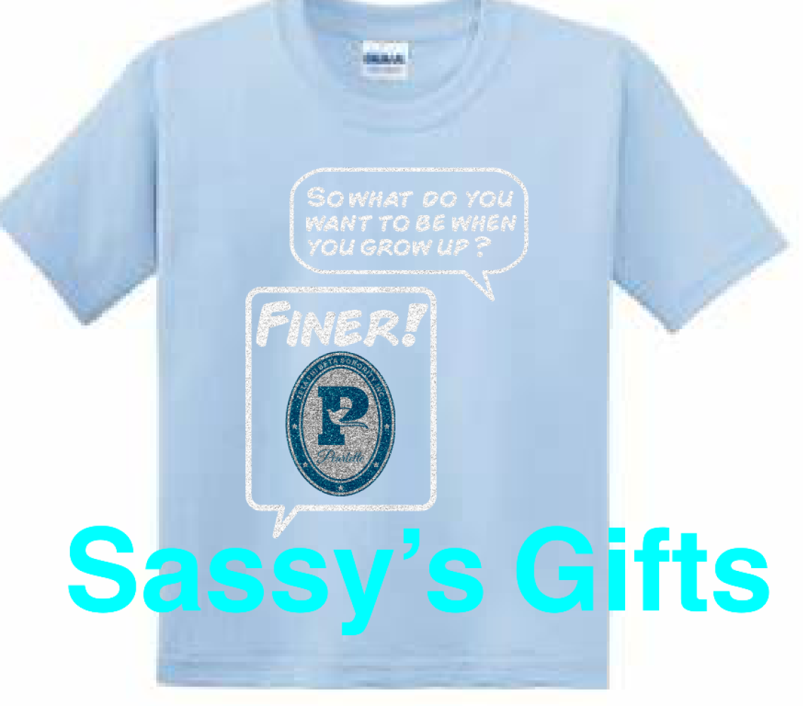 Amicette Finer Glitter Tee. What Do You Want To Be? Youth Sizes Only (MEDIUM -  Blue)