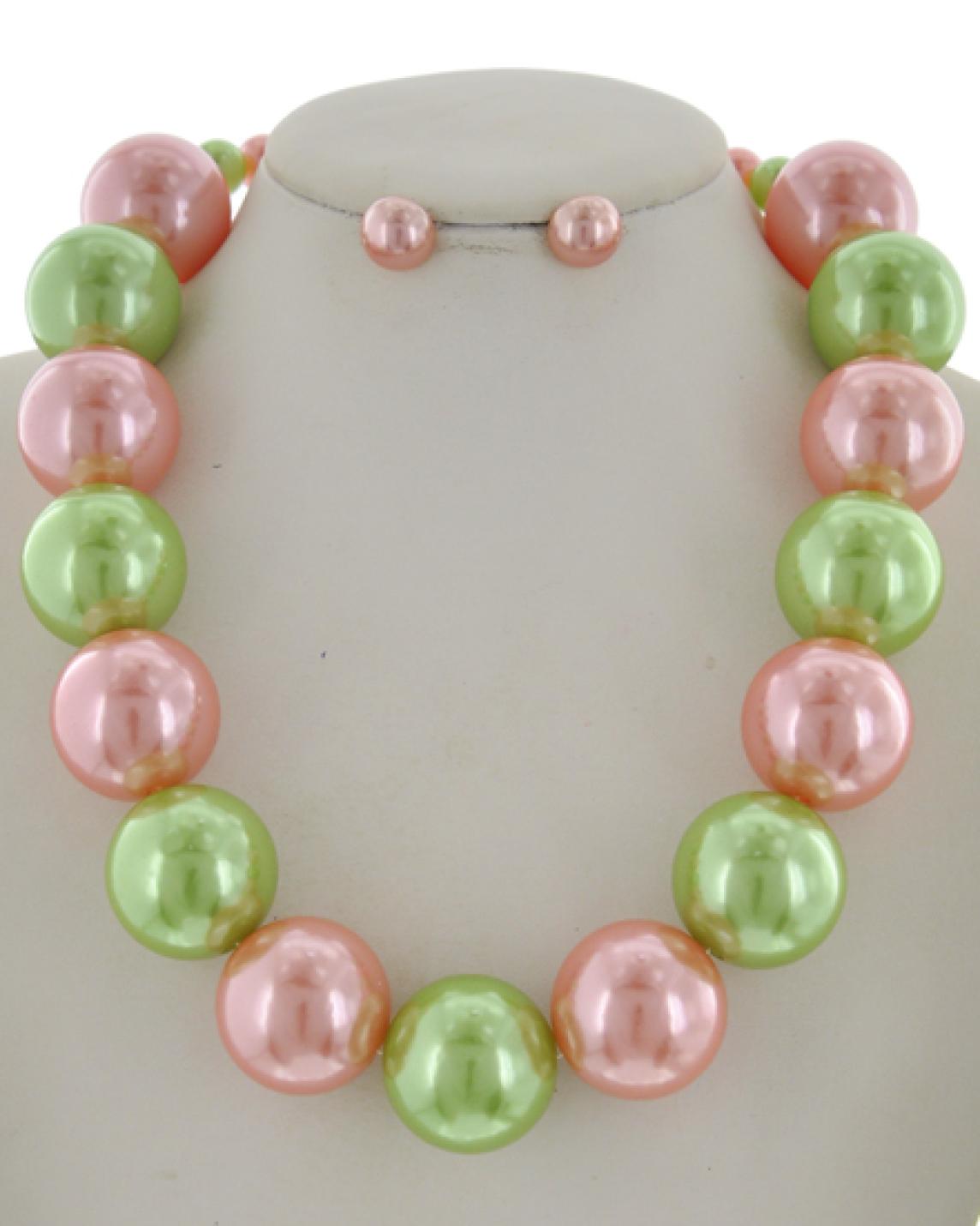 30MM Pink and Green Pearls