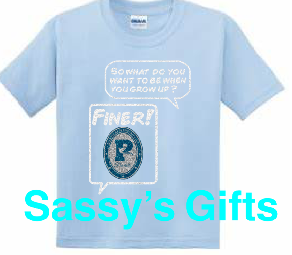 Amicette Finer Glitter Tee. What Do You Want To Be? Youth Sizes Only (MEDIUM -  Blue)