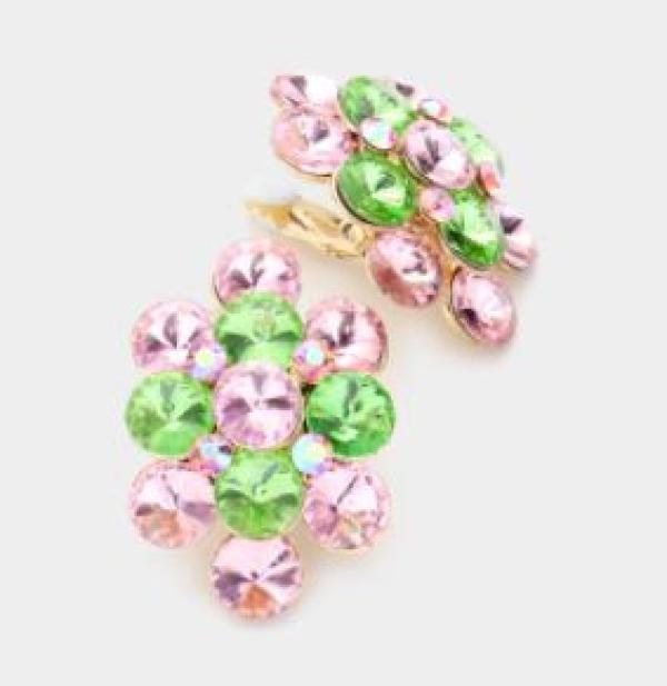 Pink and Green Bubble Clip-On Earrings