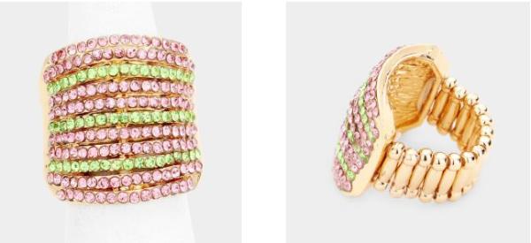 RHINESTONE PAVE MULTI ROW STRETCH RING